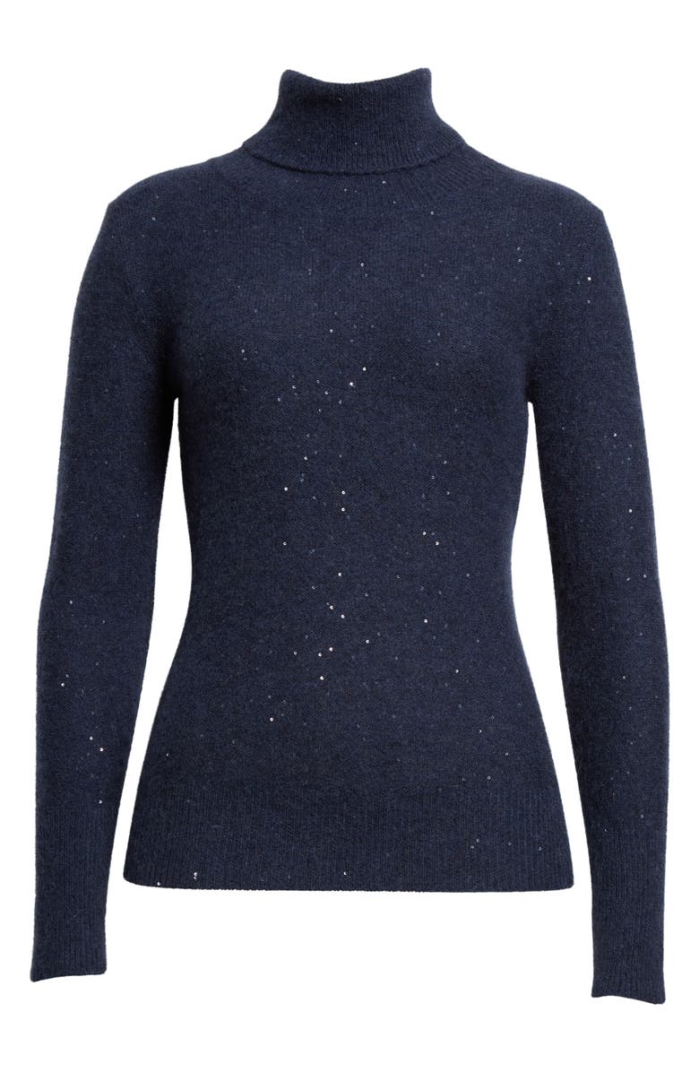 Fabiana Filippi Sequin Merino Wool & Silk Blend Turtleneck Sweater, Alternate, color,