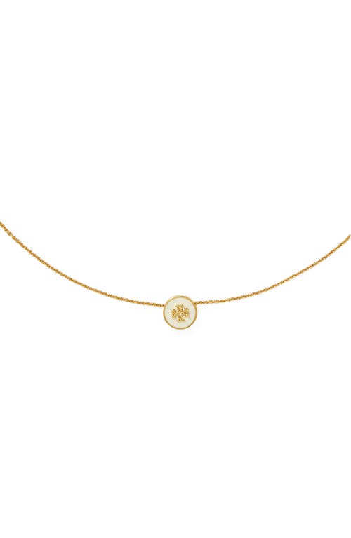 Tory Burch Kira Enamel Pendant Necklace In Gold