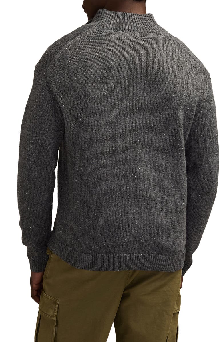 Lucky Brand Nep Half Button Sweater, Alternate, color, Charcoal Heather Grey
