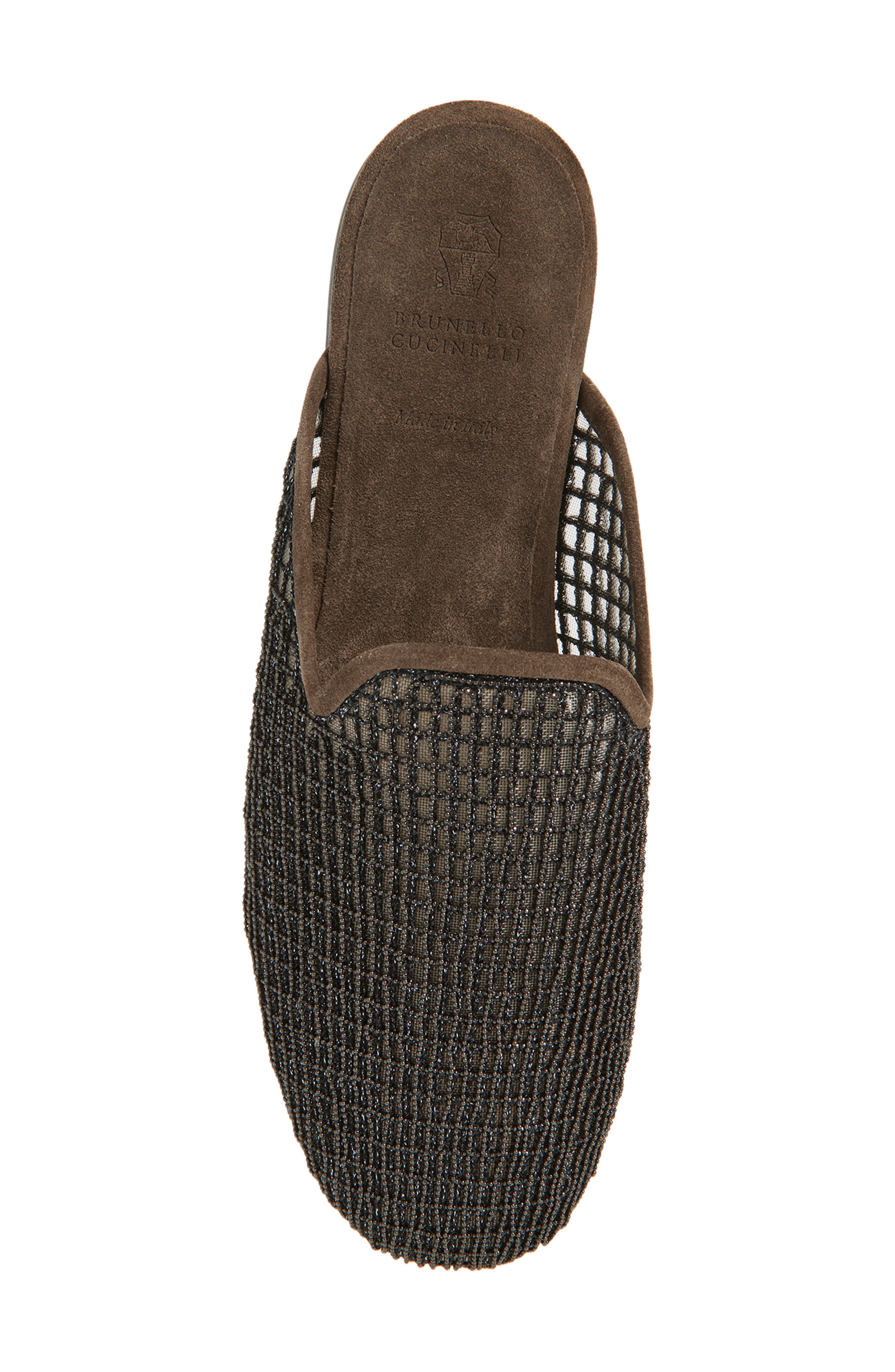 Brunello Cucinelli Monili Grid Mesh Mule, Alternate, color, Black