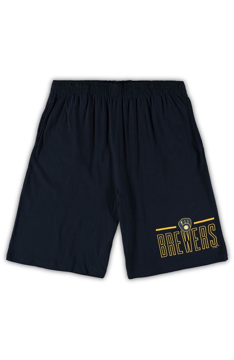 CONCEPTS SPORT Men's Concepts Sport Heathered Gray/Navy Milwaukee Brewers Big & Tall T-Shirt & Shorts Sleep Set, Alternate, color, 