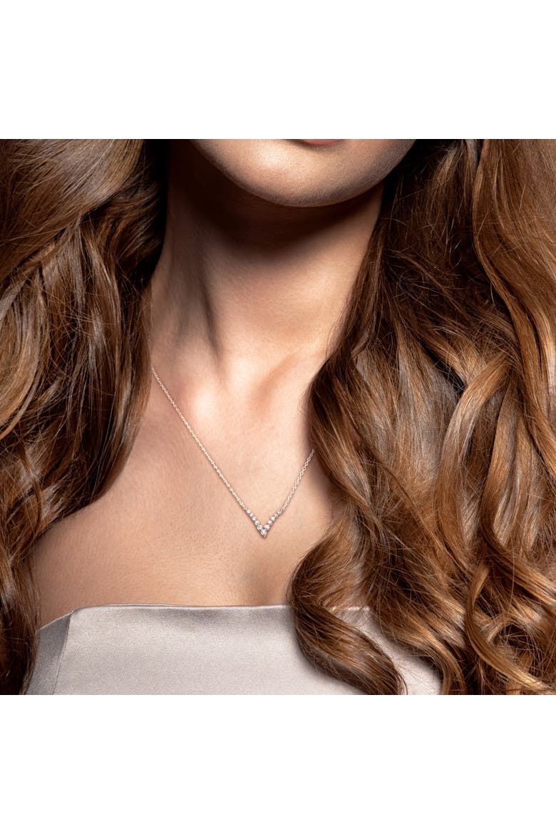 Lab-Grown Diamond Graduated V Necklace, Alternate, color, Sterling silver