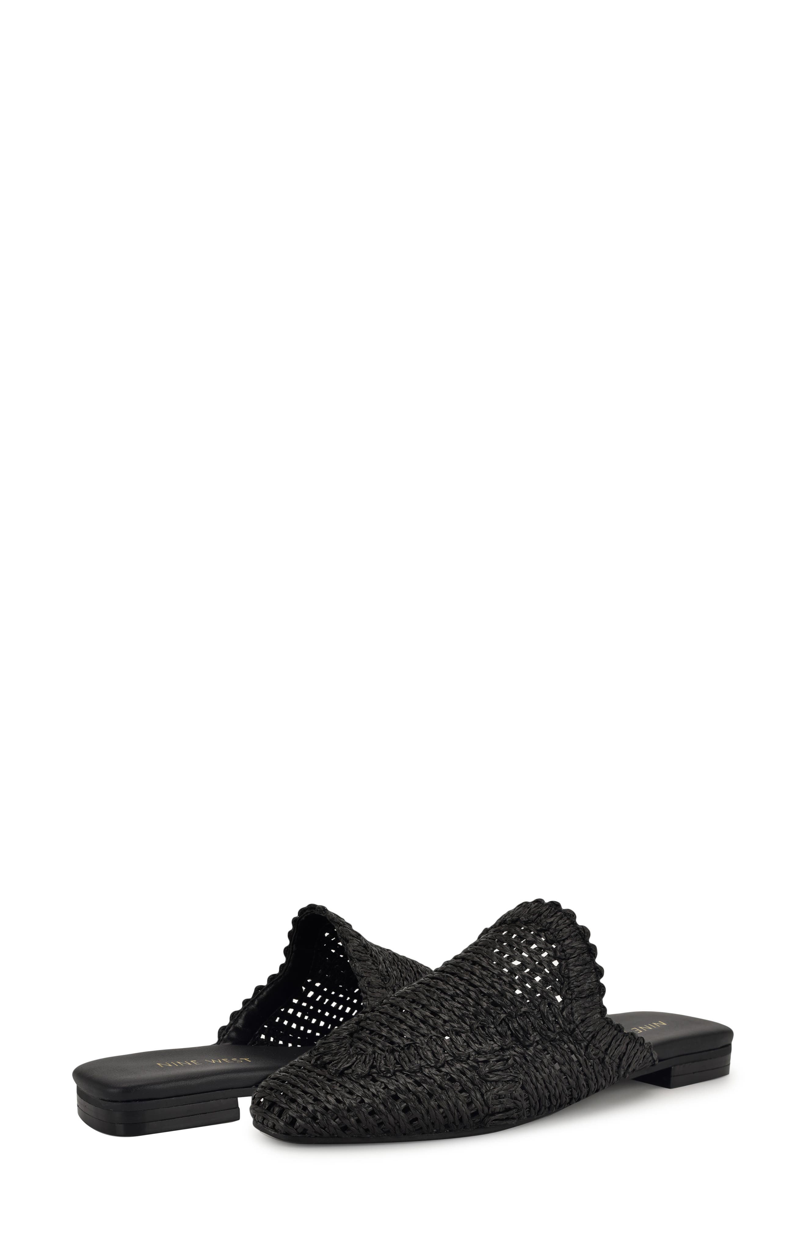 Nine West Canoli Raffia Mule, Alternate, color, Black