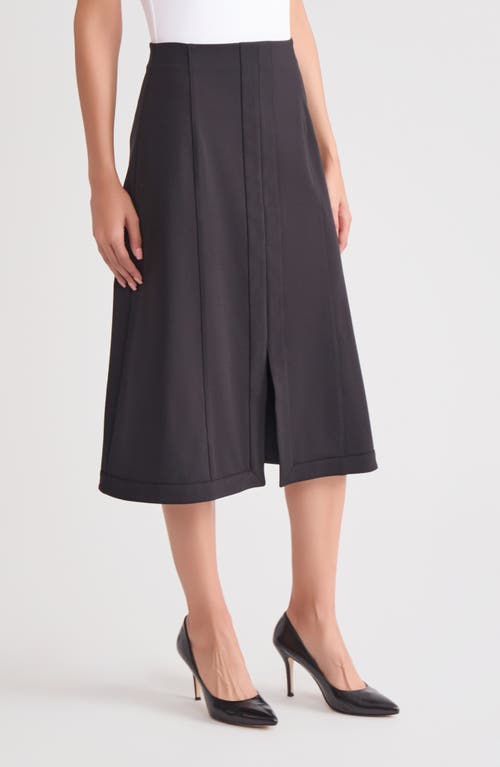 Misook Ponte Front Slit Midi Skirt In Black