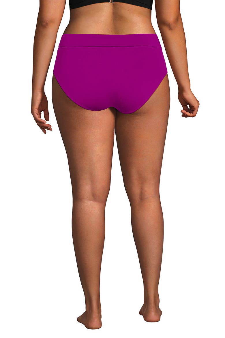 Chlorine Resistant Pinchless High Waisted Bikini Bottoms, Alternate, color, Crimson Rose