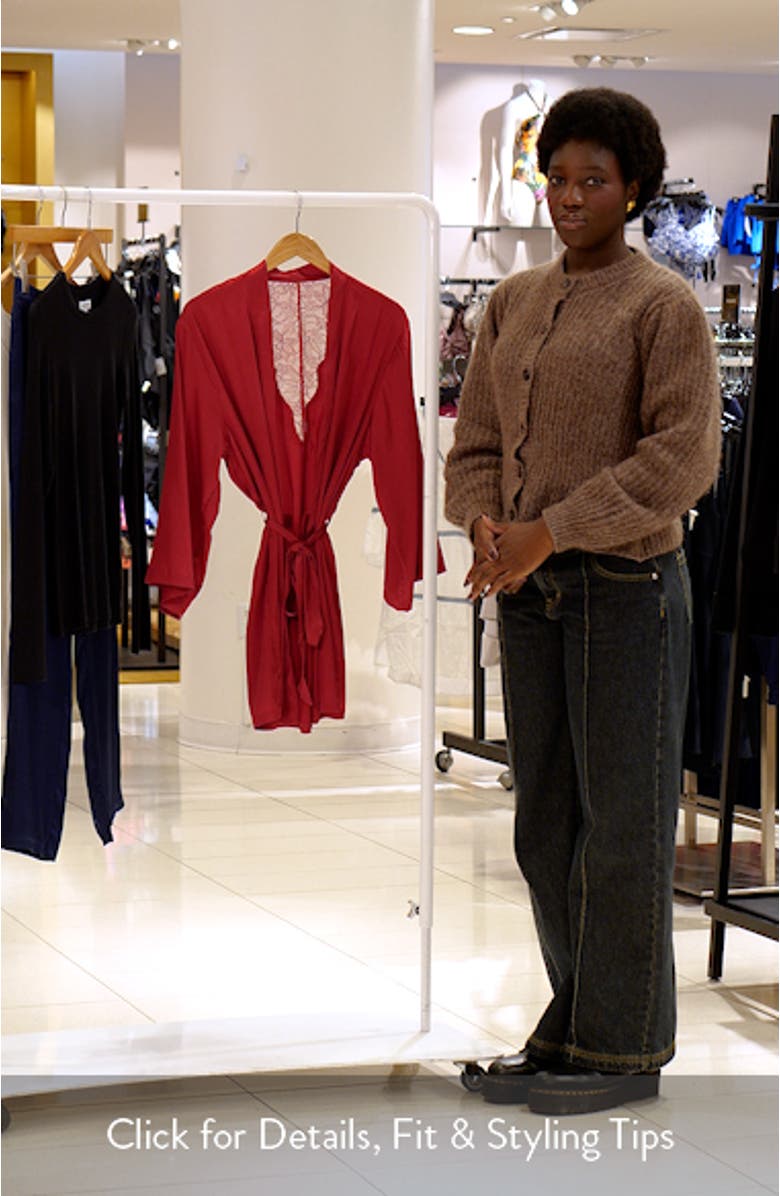 Confidence Deshabille Lace Trim Satin Robe, sales video thumbnail