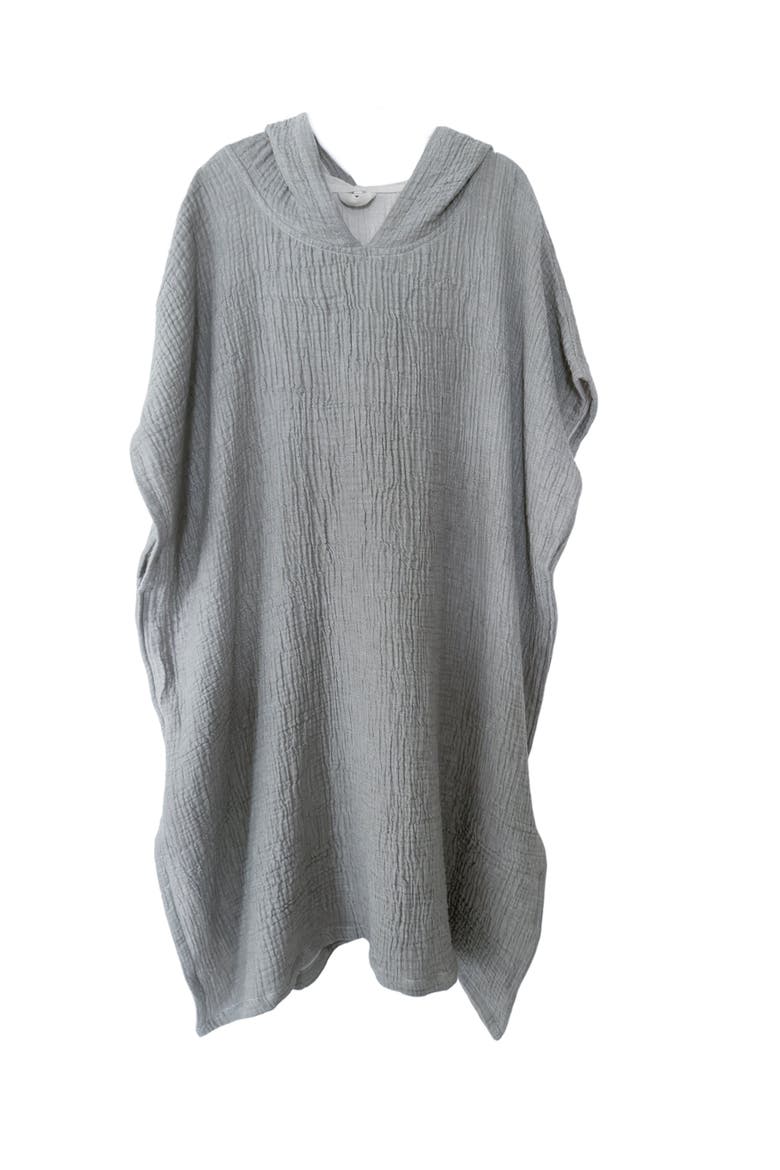 Crinkled Cotton Cuddle Hooded Poncho, Main, color, Charcoal Grey
