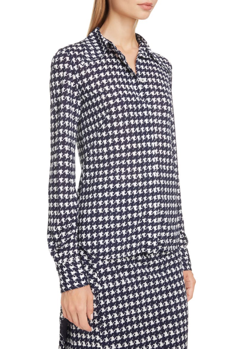 Houndstooth Print Shirt, Alternate, color, NAVY/ OFF WHITE