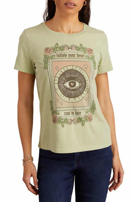 Lucky Brand Follow Your Heart Embellished Cotton Graphic T-Shirt