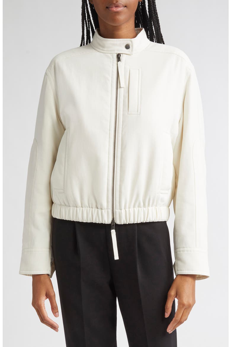 Crop Bomber Jacket, Main, color, BLANCHE