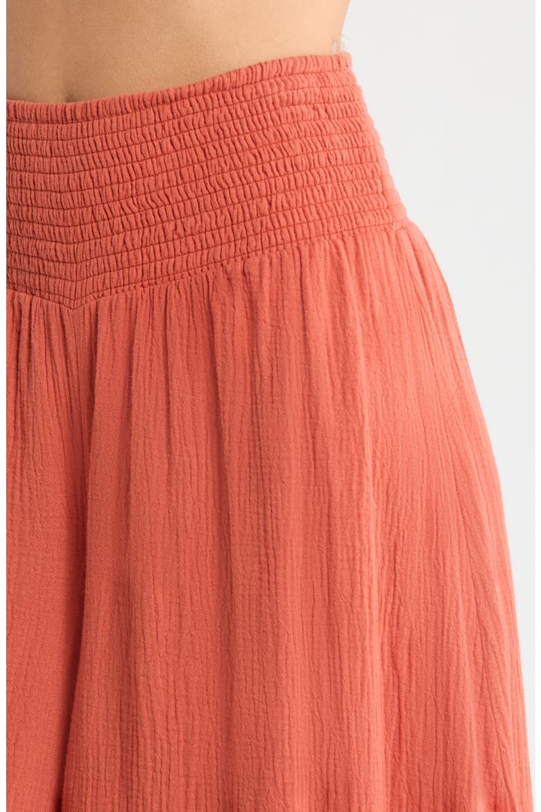 Smocked Waist Cover-Up Palazzo Pants, Alternate, color, CAYENNE