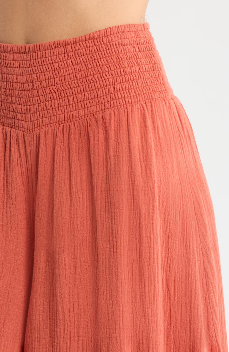 Elan Smocked Waist Cover-Up Palazzo Pants, Alternate, color, Cayenne