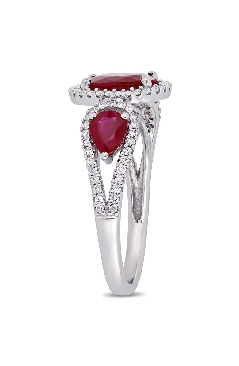 Julianna B. Ruby & Diamond 3-Stone Halo Ring 14k, Alternate, color, Ruby