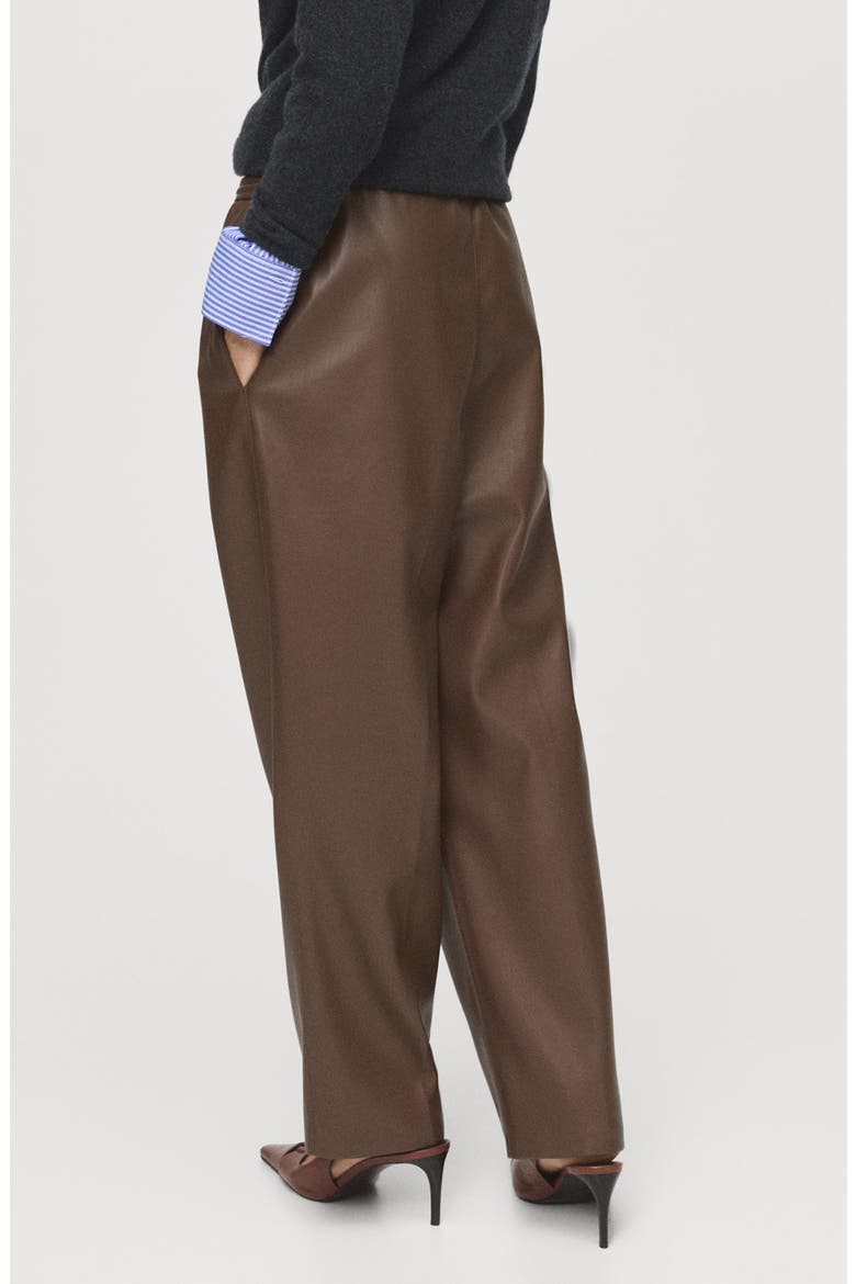Faux Leather Drawstring Pants, Alternate, color, MEDIUM BROWN