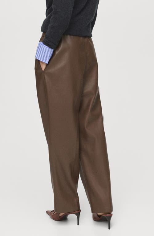 Mango Faux Leather Drawstring Pants In Brown
