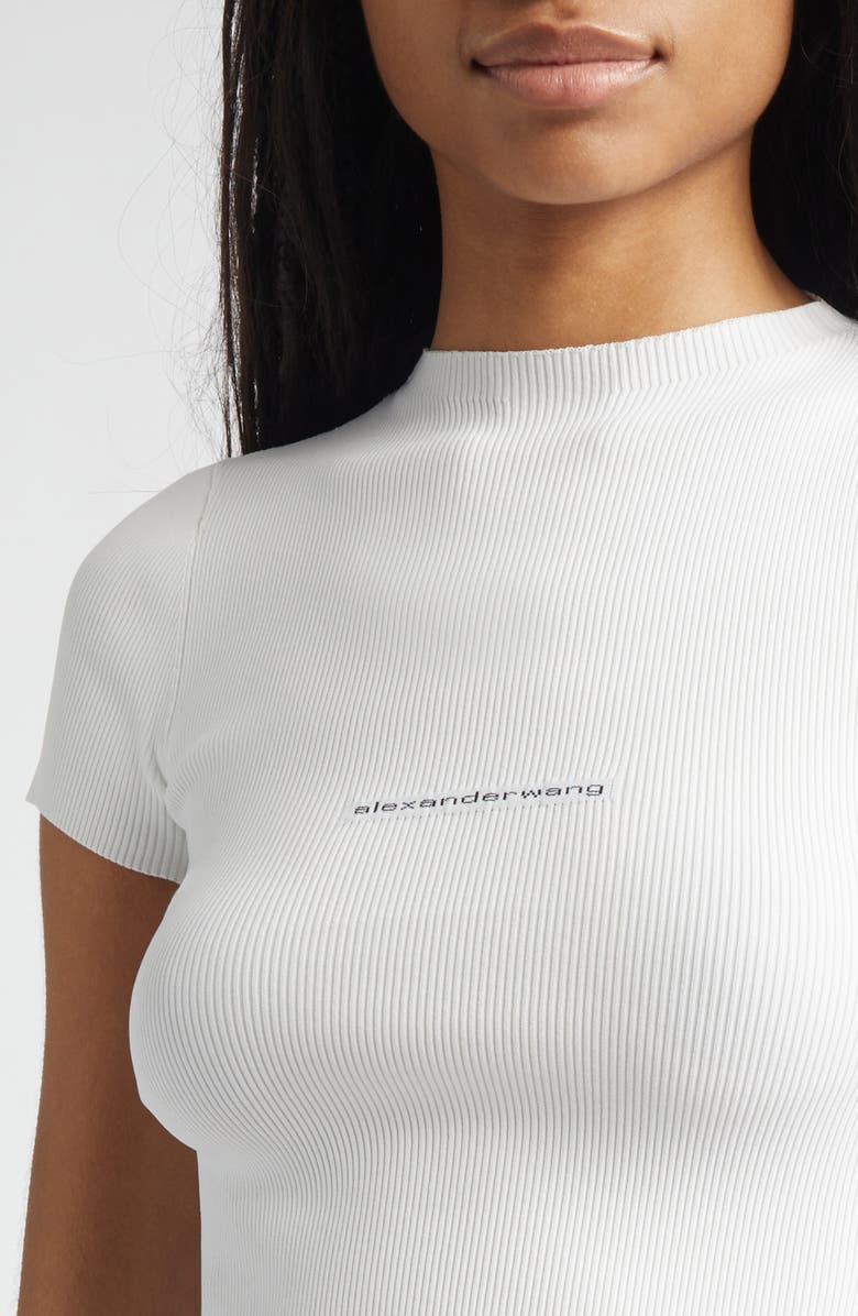 Alexander Wang Jacquard Logo Rib Sweater, Alternate, color, White