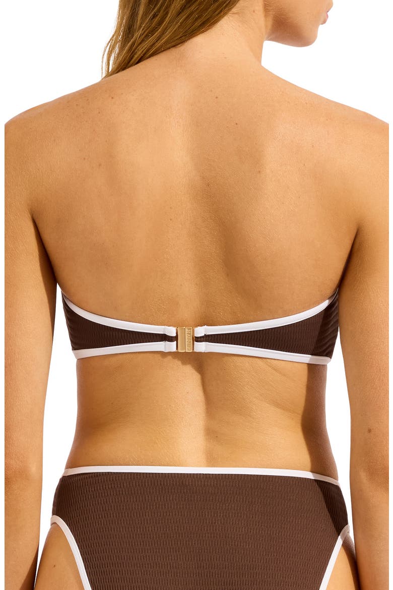 Ring Front Bandeau Bikini Top, Alternate, color, DARK CHOCOLATE