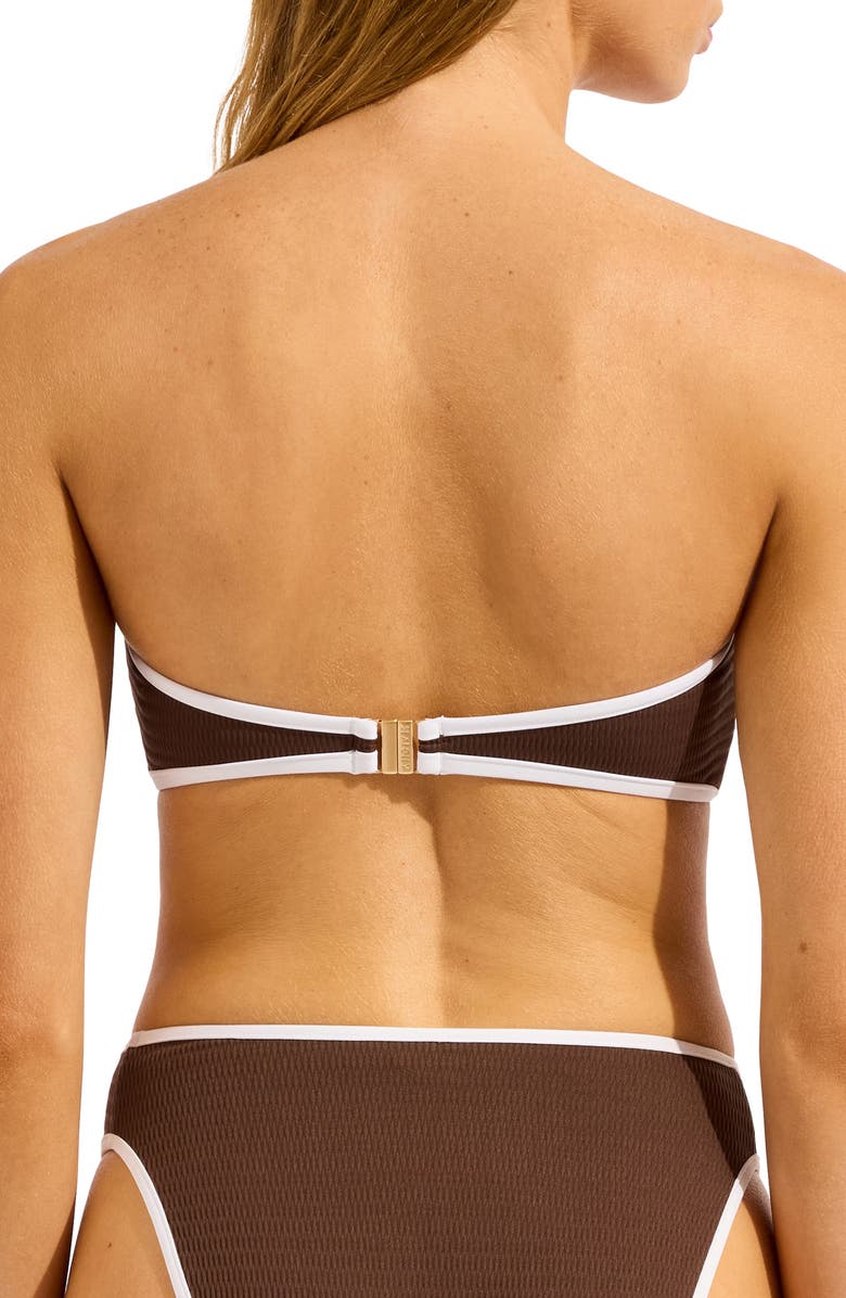 Seafolly Ring Front Bandeau Bikini Top, Alternate, color, Dark Chocolate