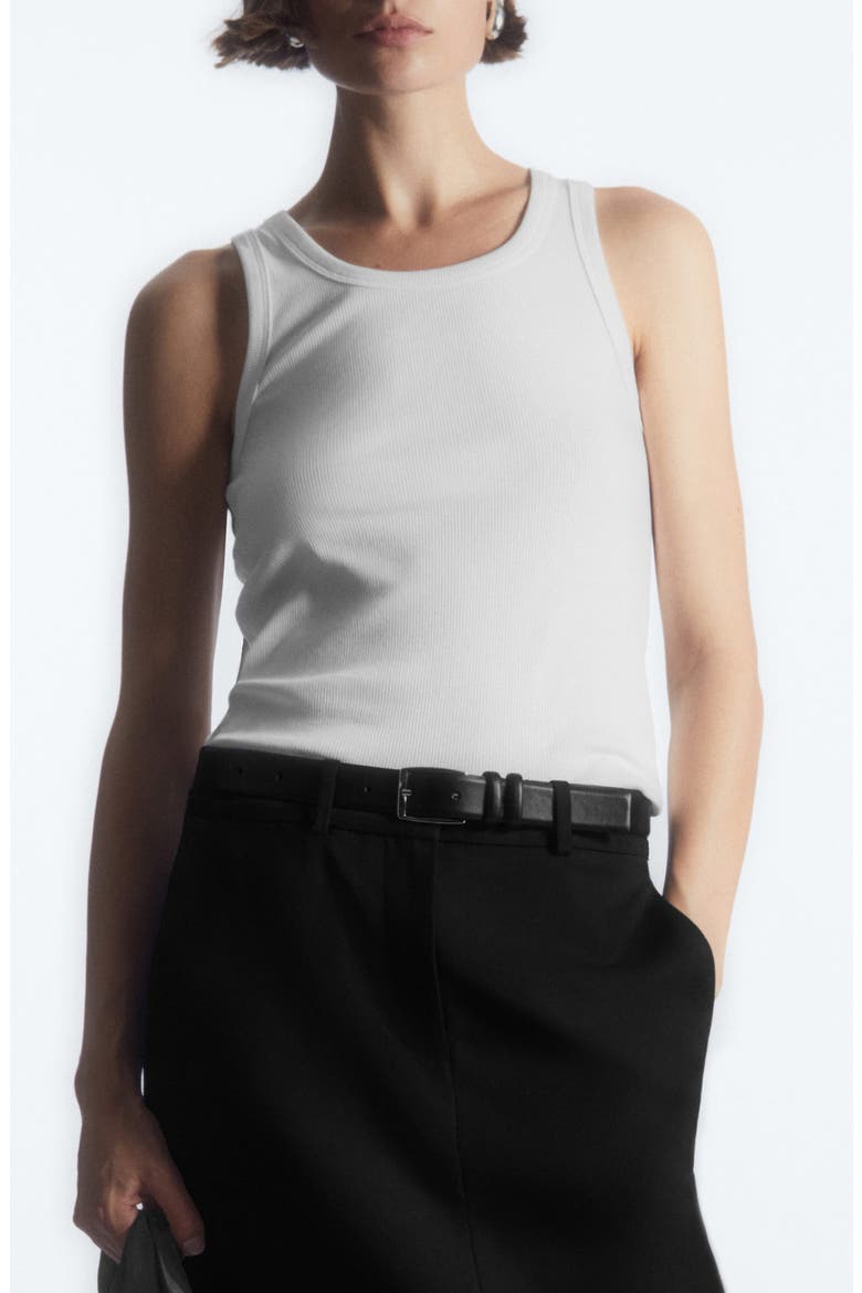 Cotton Rib Tank, Main, color, WHITE