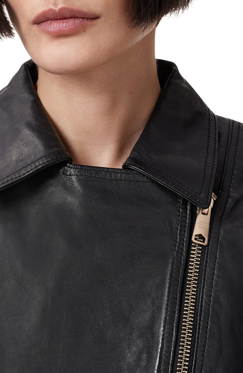 AllSaints Vela Leather Biker Jacket, Alternate, color, Black