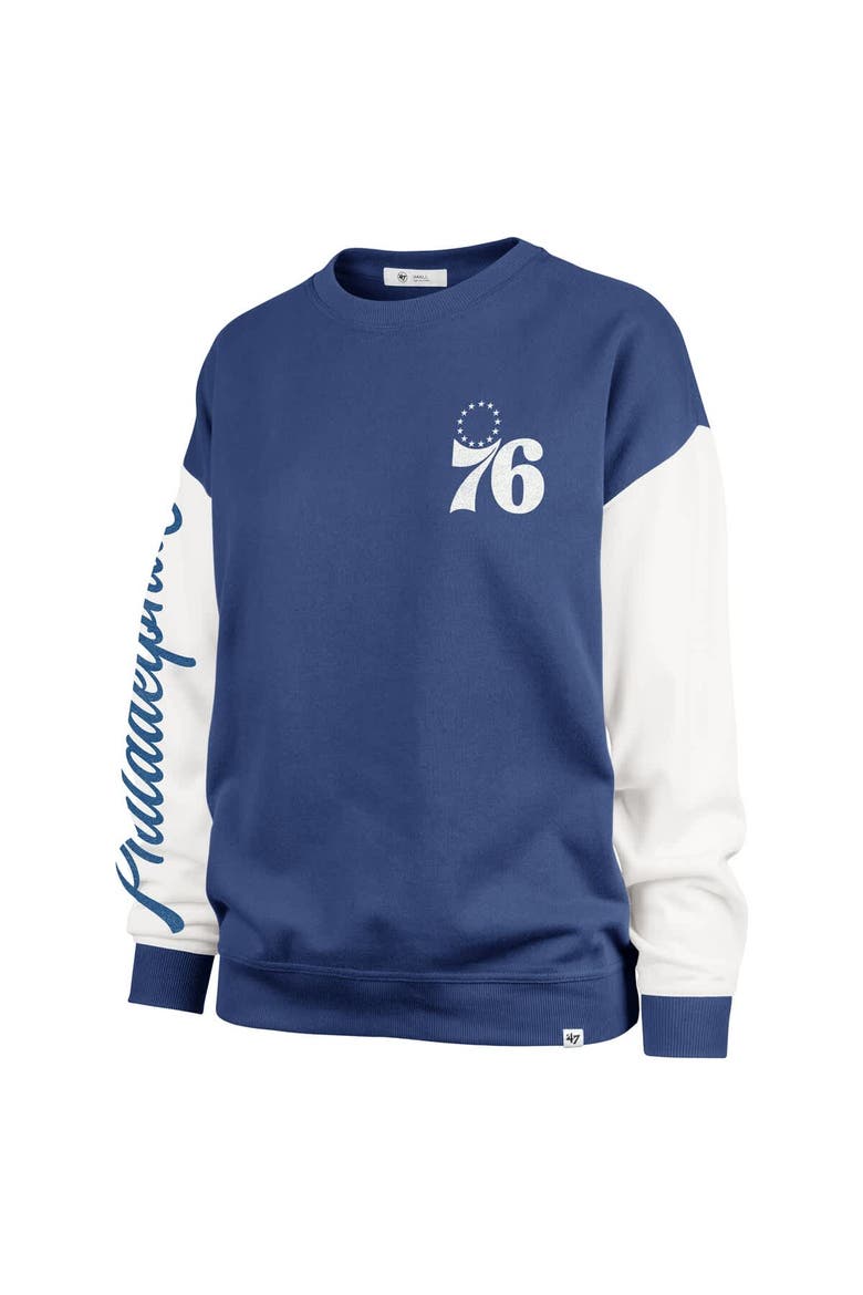 Women's '47 Royal Philadelphia 76ers Plus Size Oversized Rise Andie Pullover Sweatshirt, Alternate, color, Royal