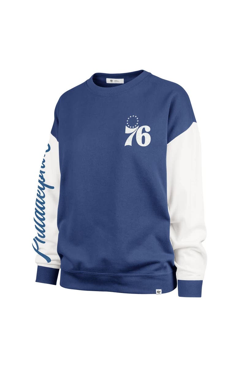 '47 Women's '47 Royal Philadelphia 76ers Plus Size Oversized Rise Andie Pullover Sweatshirt, Alternate, color, Royal