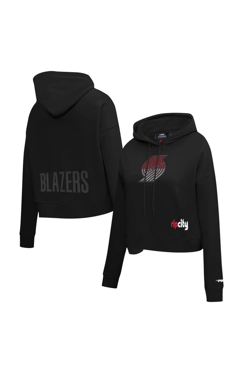 PRO STANDARD Women's Pro Standard Black Portland Trail Blazers Jewels Cropped Pullover Hoodie, Main, color, Black