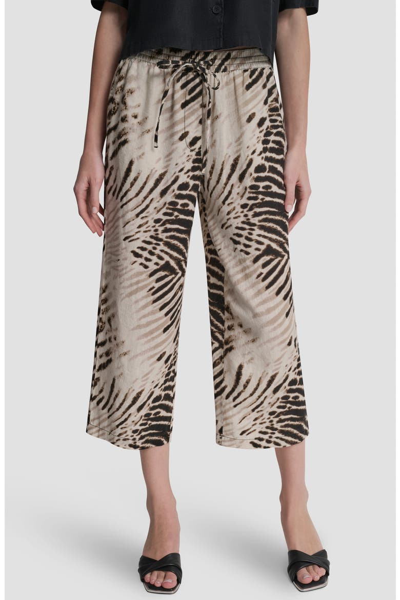 Printed Linen Drawstring Pants, Main, color, BRUSHED SANDBED
