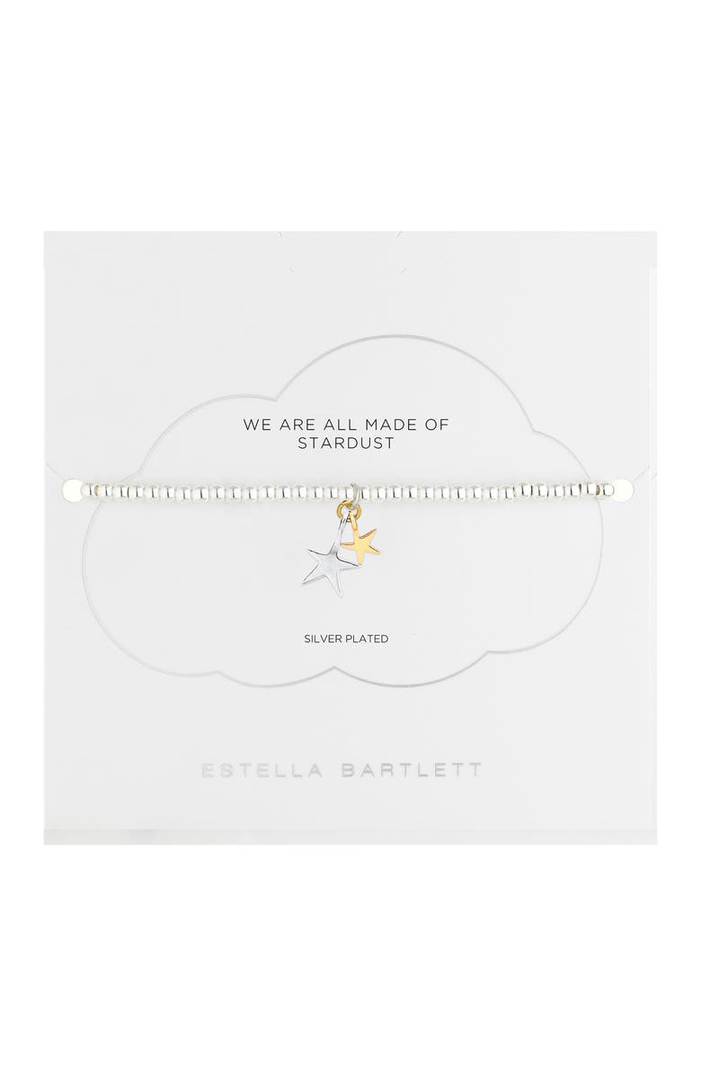 Estella Bartlett Sienna Double Star Beaded Stretch Bracelet, Main, color, Gold And Silver