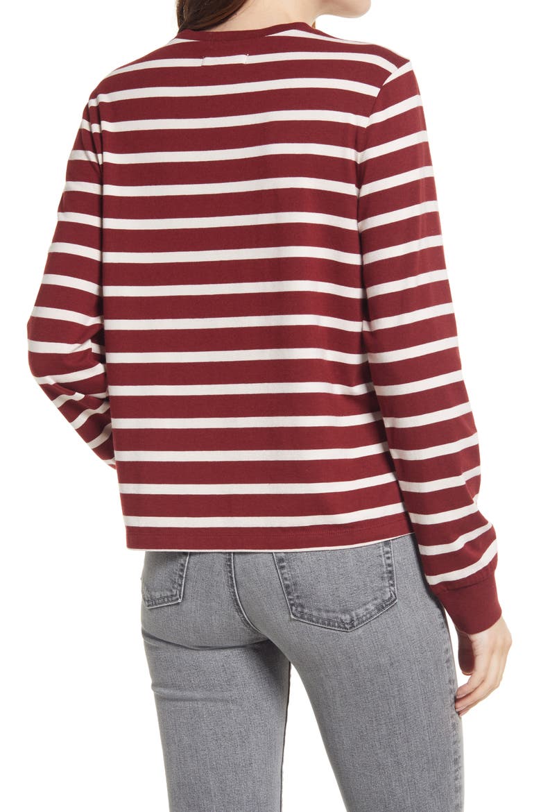 Stripe Long Sleeve T-Shirt, Alternate, color, RED SYRAH- IVORY LANI STRIPE