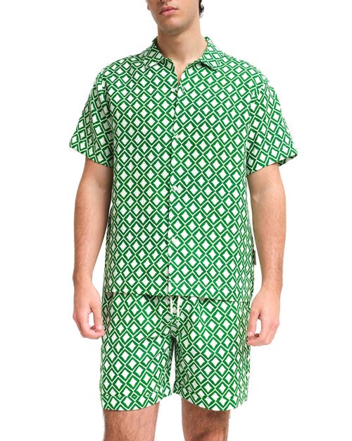 Peninsula Swimwear Teulada Linen Bowling Shirt In Green
