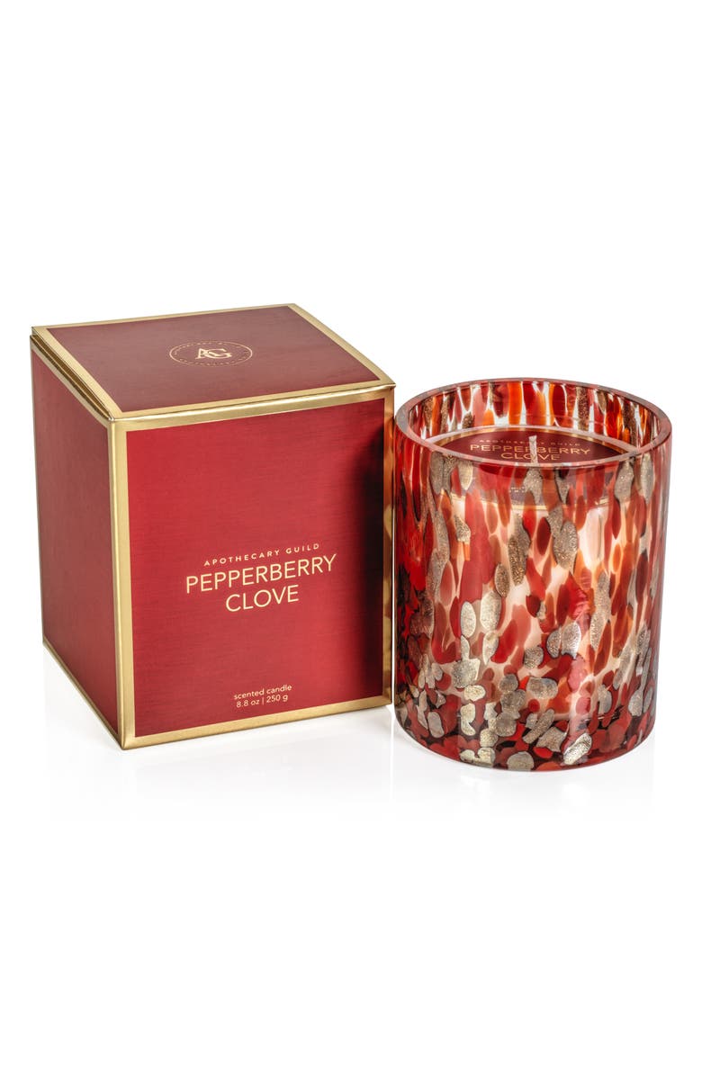 Zodax Pepperberry Clove Spangled Jar Candle, Main, color, Red/ Gold