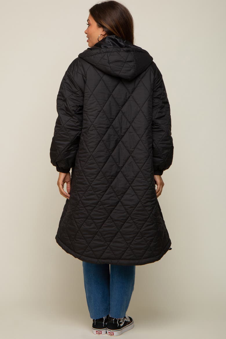 Quilted Long Puffer Jacket, Alternate, color, Black