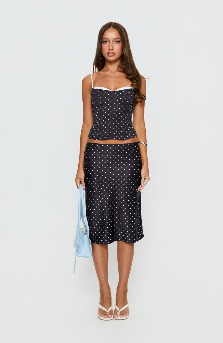Princess Polly Somani Layered Crop Corset Tank, Alternate, color, Black Polka Dot