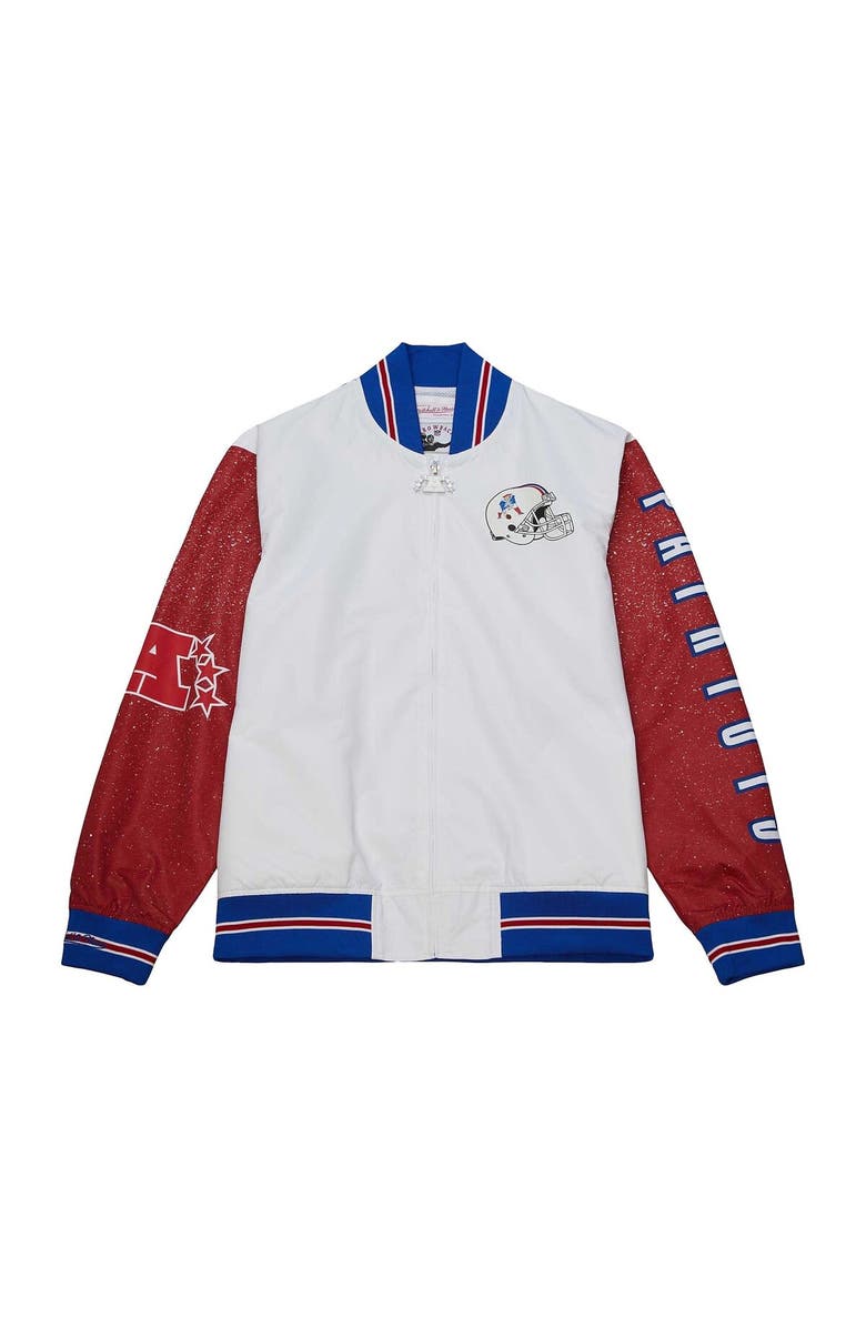 Mitchell & Ness Men's Mitchell & Ness White New England Patriots Team Burst Warm-Up Full-Zip Jacket, Alternate, color, White