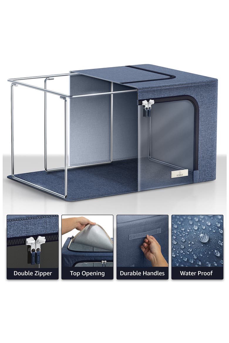 6-Pack Medium Foldable Storage Bins, Alternate, color, BLUE