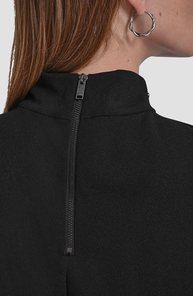 DKNY Metallic Studded Pleated Scuba Crepe Top, Alternate, color, Black