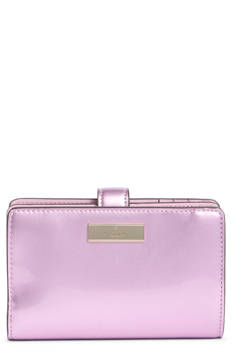 Kate Spade New York kenzie patent wallet, Main, color, Quartz Pink