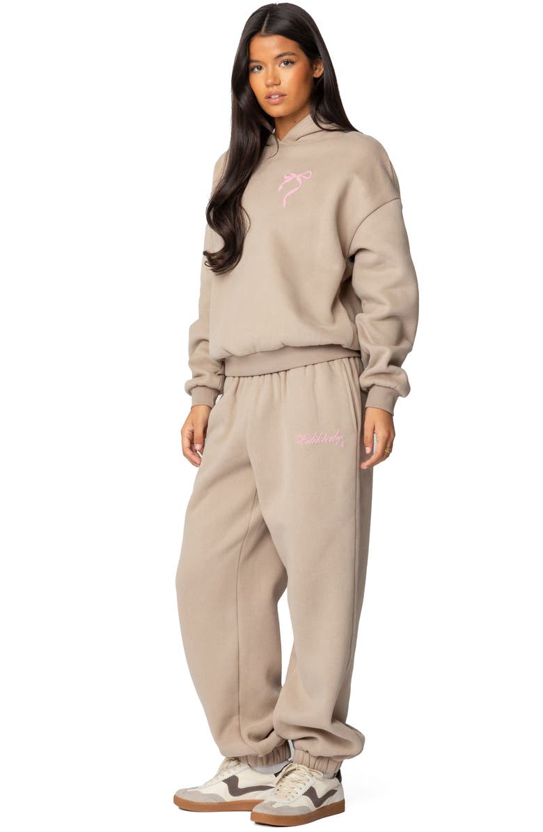 EDIKTED Sasha Bow Detail Sweatpants, Alternate, color, Beige