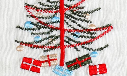 Tiramisu Embroidered Set Of 4 Holiday Cocktail Napkins In White