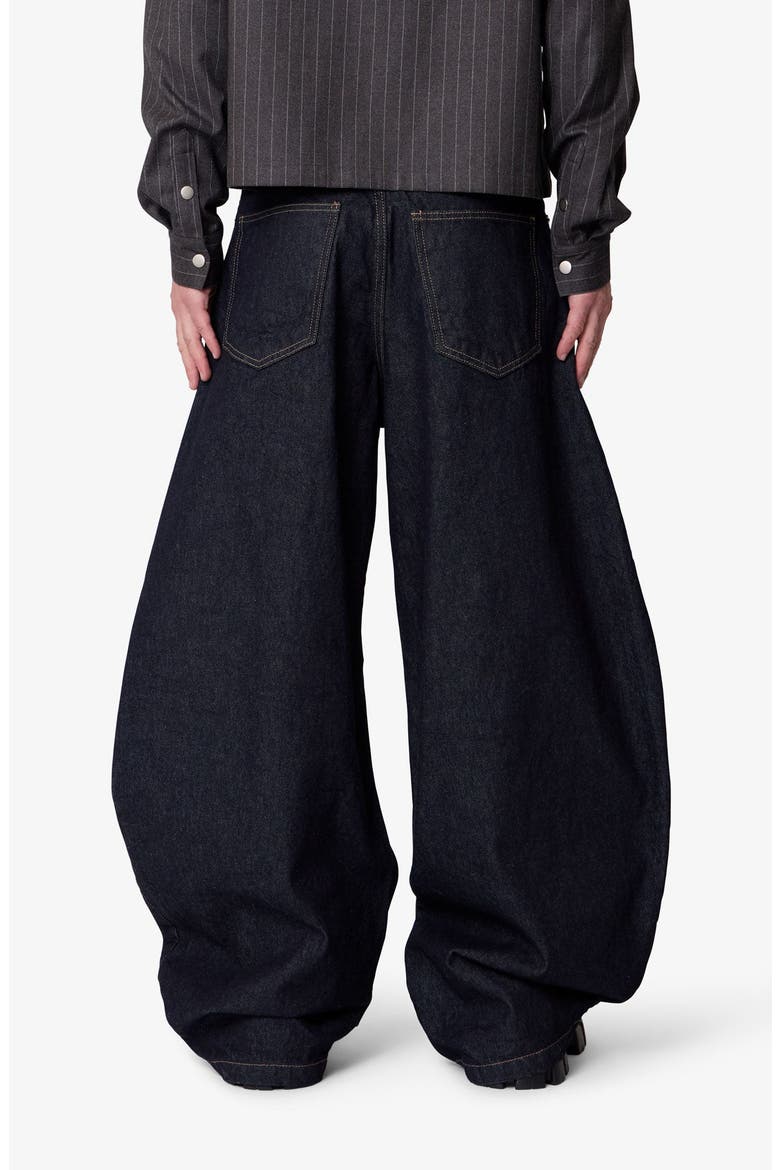 Button Fly Barrel Leg Jeans, Alternate, color, RINSED INDIGO