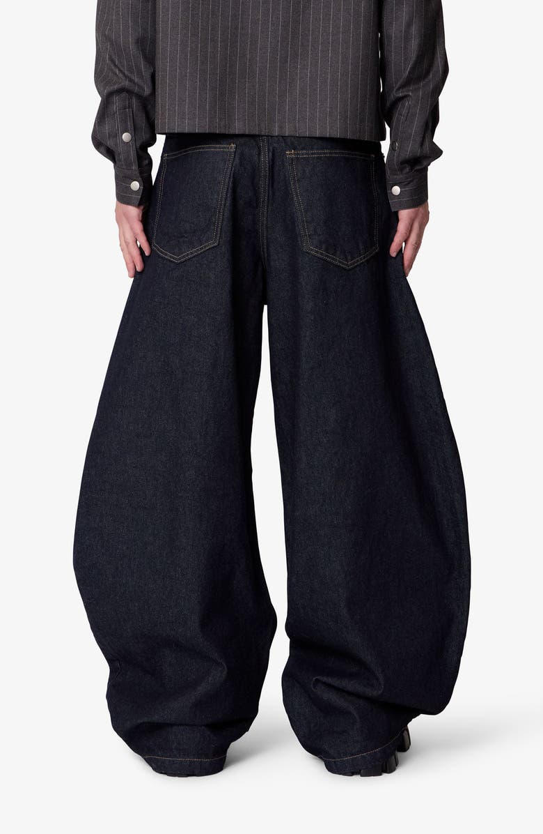 mnml Button Fly Barrel Leg Jeans, Alternate, color, 