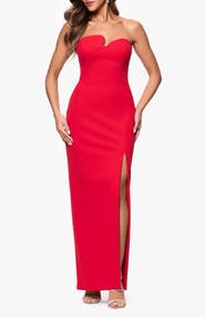 Xscape Evenings Strapless Asymmetric Evening Gown