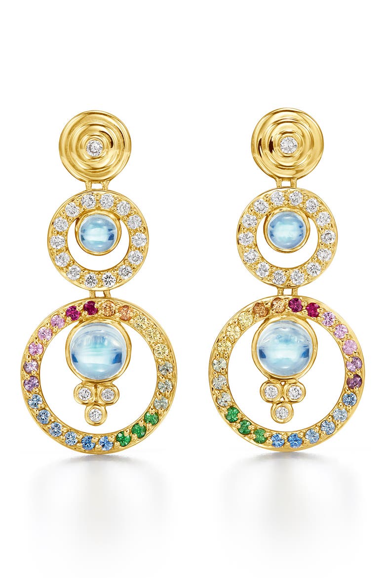 Triple Orbit Drop Earrings, Main, color, GOLD