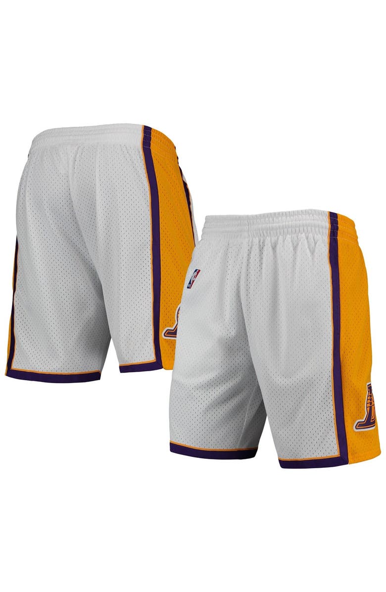 Mitchell & Ness Men's Mitchell & Ness White Los Angeles Lakers 2009-10 Hardwood Classics Swingman Shorts, Alternate, color, 
