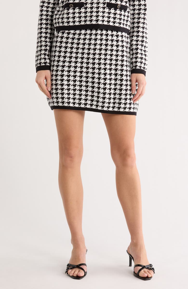 French Connection Houndstooth Miniskirt, Main, color, Black/ White Houndstooth
