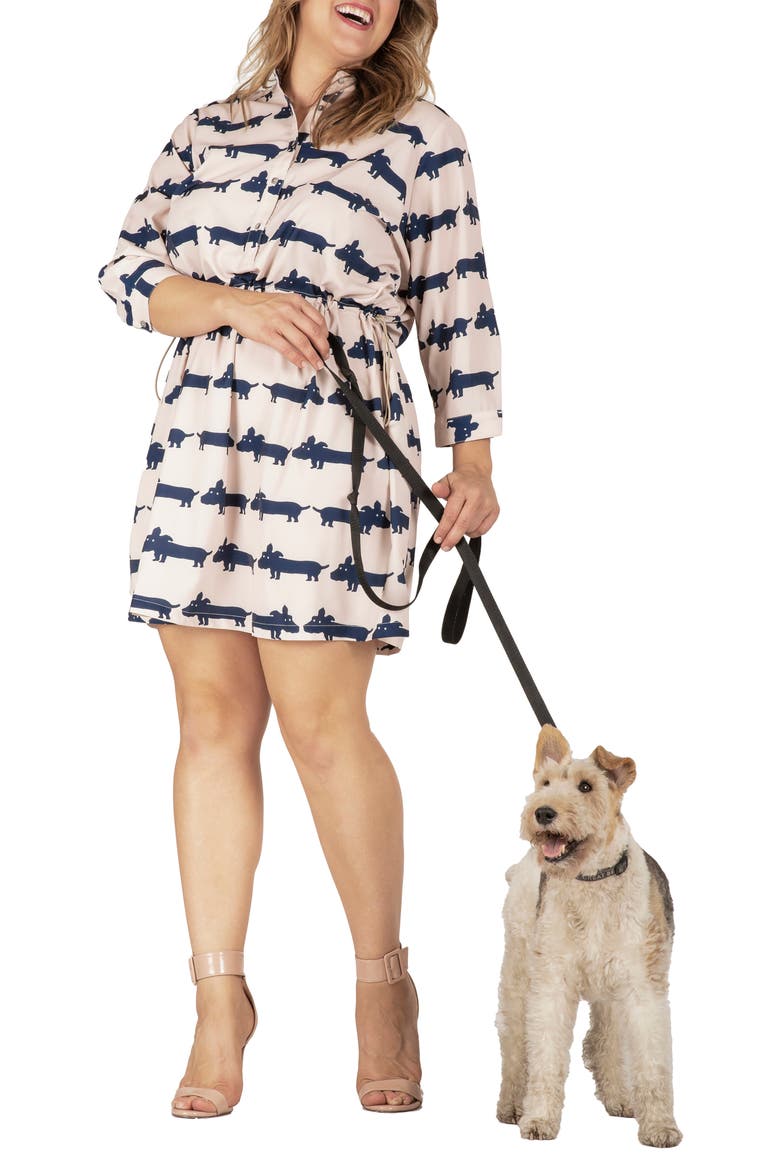 Blouson Dress, Alternate, color, CREAM NAVY