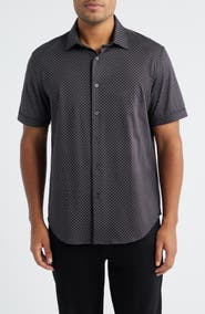 Bugatchi Miles OoohCotton® Print Short Sleeve Button-Up Shirt