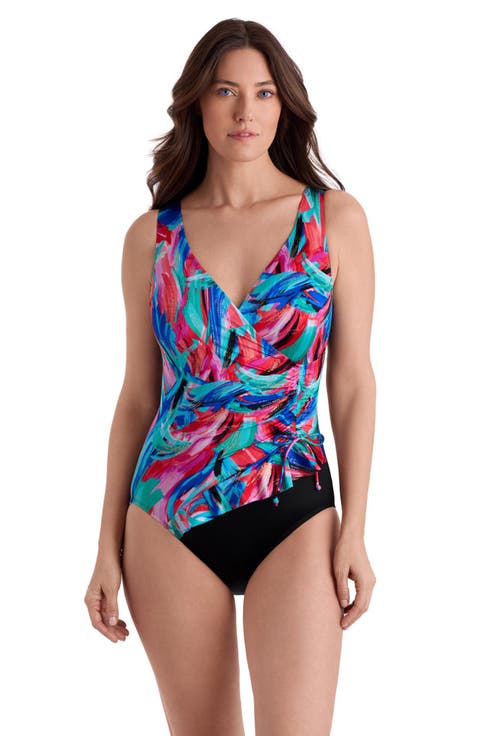 Ruffle Surplice Long Torso One-Piece Swimsuit