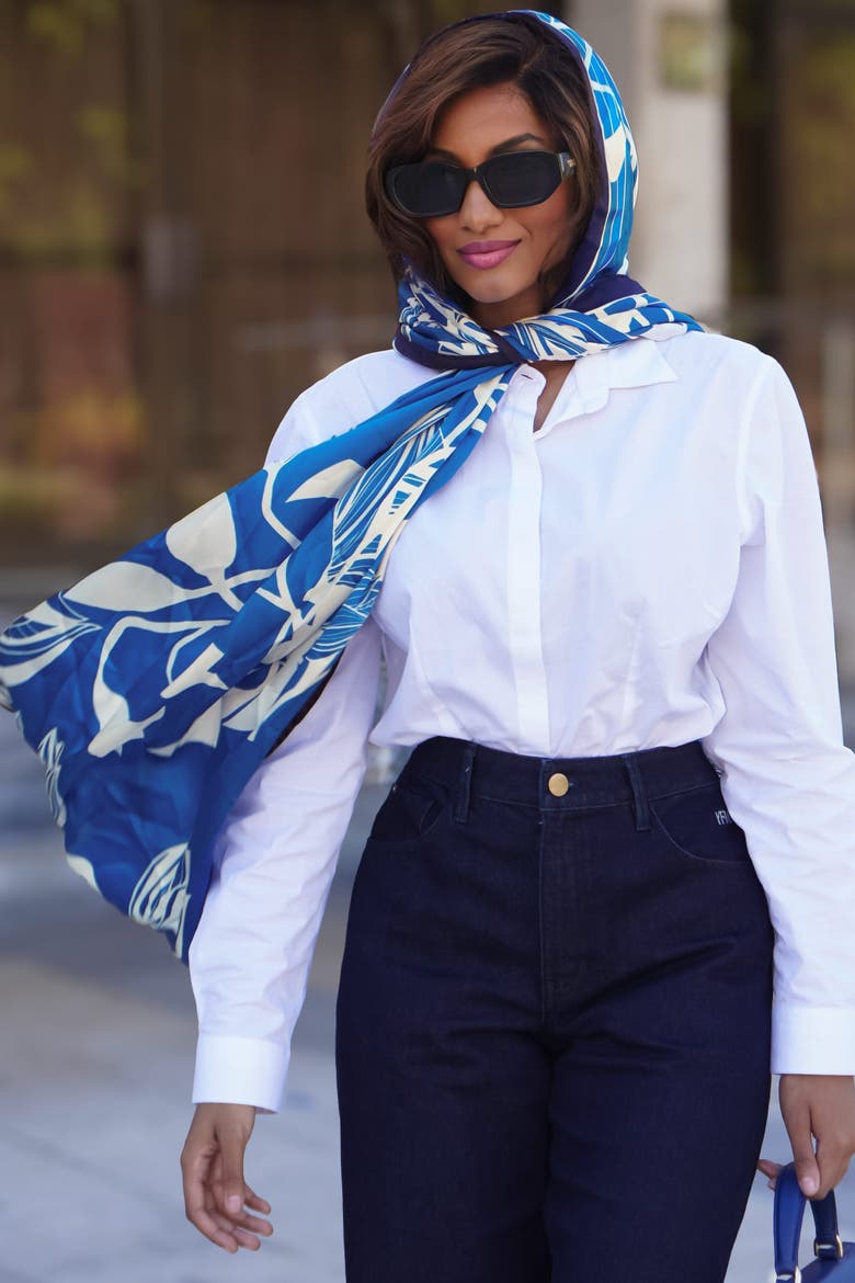 Cara - Silk Scarf/Shawl for Women, Alternate, color, Blue